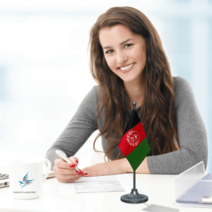 Afghanistan Desk Table Flag of 4in x 6in With A Heavy Plastic Base