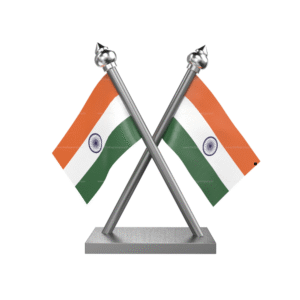 Indian Flag Stand for Car Dashboard – Cross Stainless Steel | Premium Desk & Car Tiranga Display