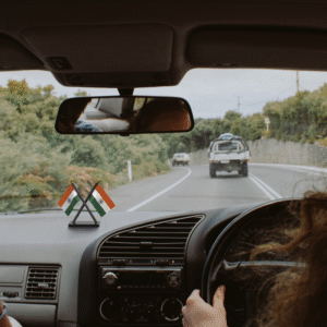 Indian Flag Stand for Car Dashboard – Cross Plastic | Dual Tiranga Flags for Car & Desk Décor