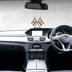 Indian Flag Stand for Car Dashboard – Cross Stainless Steel | Premium Desk & Car Tiranga Display